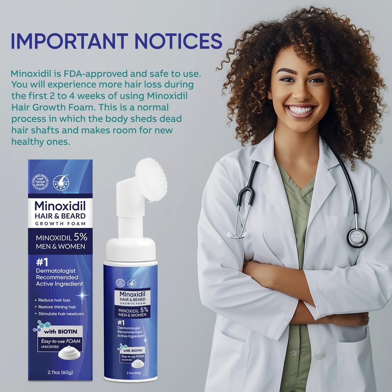 5% Minoxidil Foam for Men and Women, Minoxidil for Men Foam for Hair and Beard, Minoxidil for Women Hair Growth (6 Ounce)
