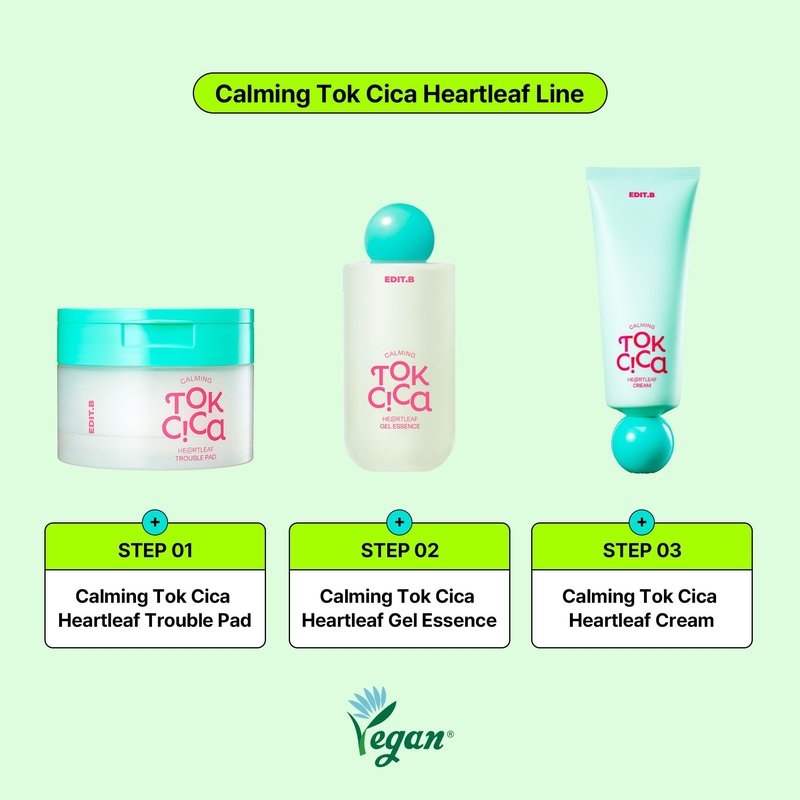 EDIT.B Calming Tok Cica Heartleaf Trouble Pads, Cooling & Hydrating Facial Toner Pads for Sensitive Skin, Mild Exfoliating & Soothing, Easy-Split for Multi-Use, Daily Korean Skin Care (70 Sheets)