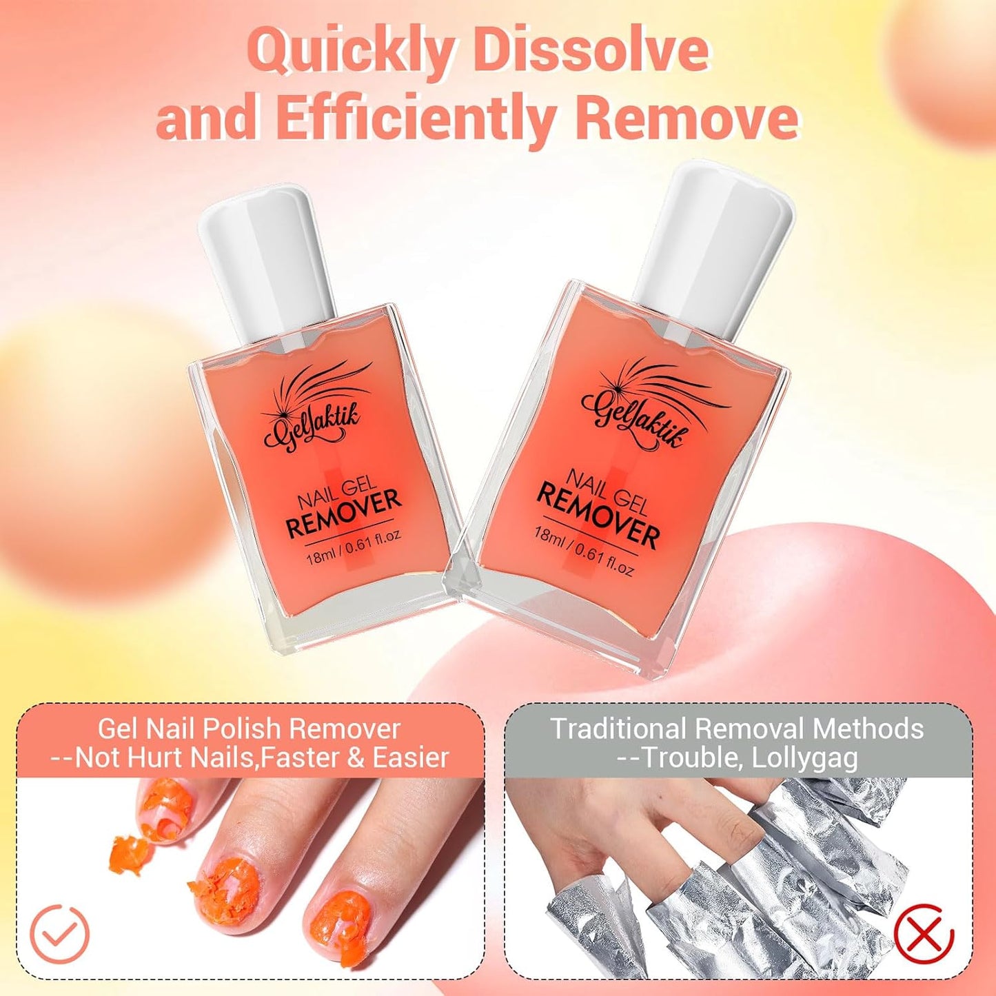 Gel Polish Remover Kit - 3 x 18ml with Cuticle Oil & Liquid Latex Tape, Fast 3-5 Min Removal