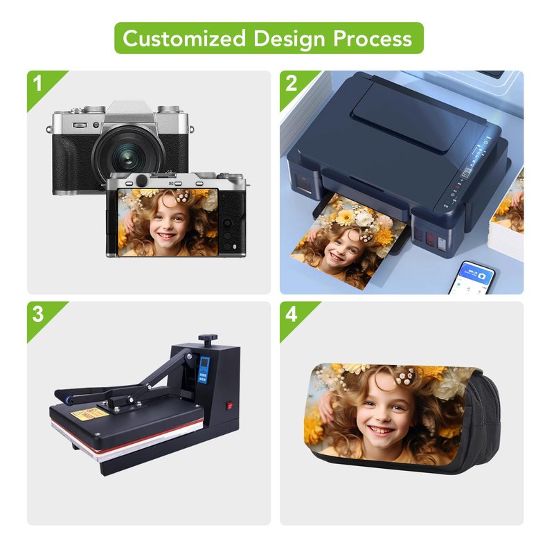 4 Pcs Blank Sublimation Pencil Case Cosmetic Bags Printable Multipurpose DIY Makeup Bags Toiletry Pouch with Removable Flap-Black