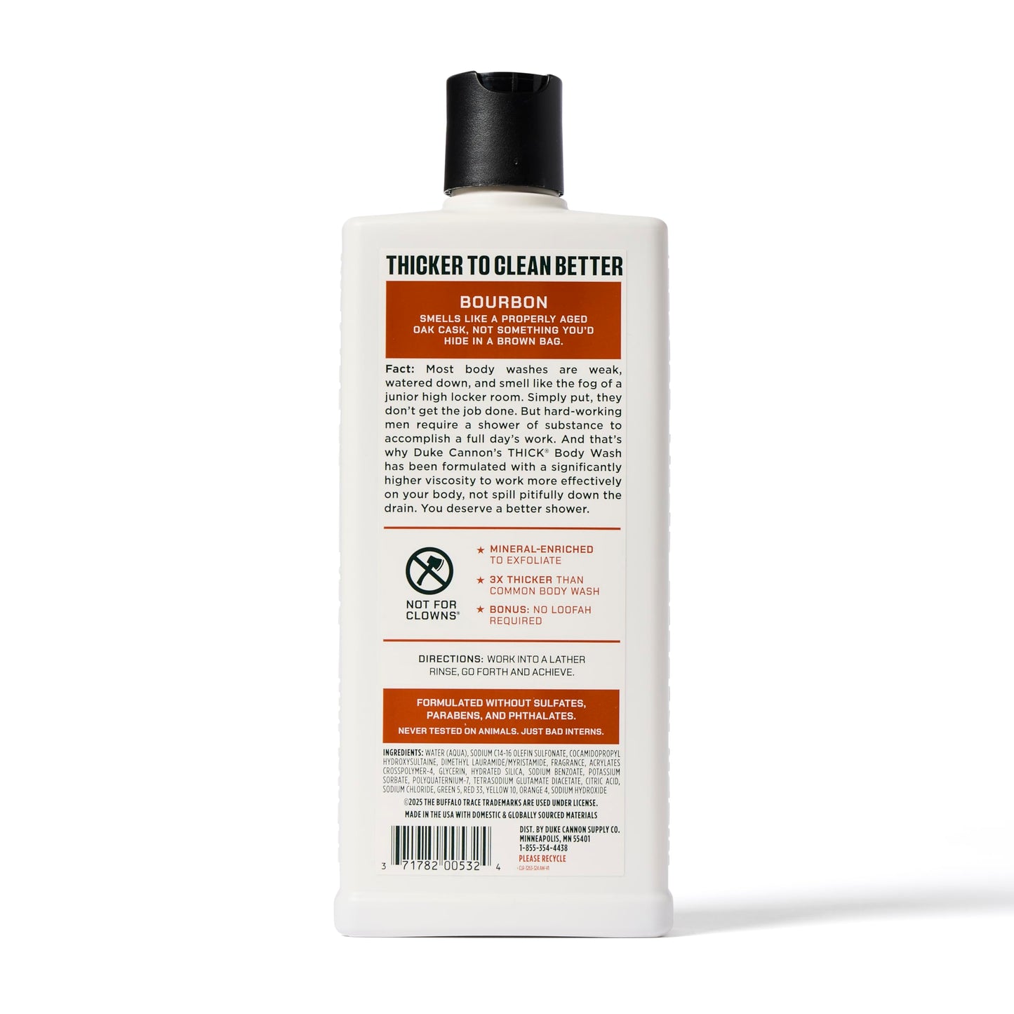 Duke Cannon Supply Co. Thick High Viscosity Body Wash - 3X Thicker, Plant-Based Body Wash for Men with Lasting Scent - Mens Body Scrub - Sawtooth, Midnight Swim & Bourbon (18oz)