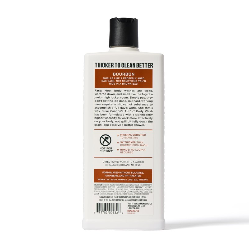 Duke Cannon Supply Co. Thick High Viscosity Body Wash - 3X Thicker, Plant-Based Body Wash for Men with Lasting Scent - Mens Body Scrub - Sawtooth, Midnight Swim & Bourbon (18oz)