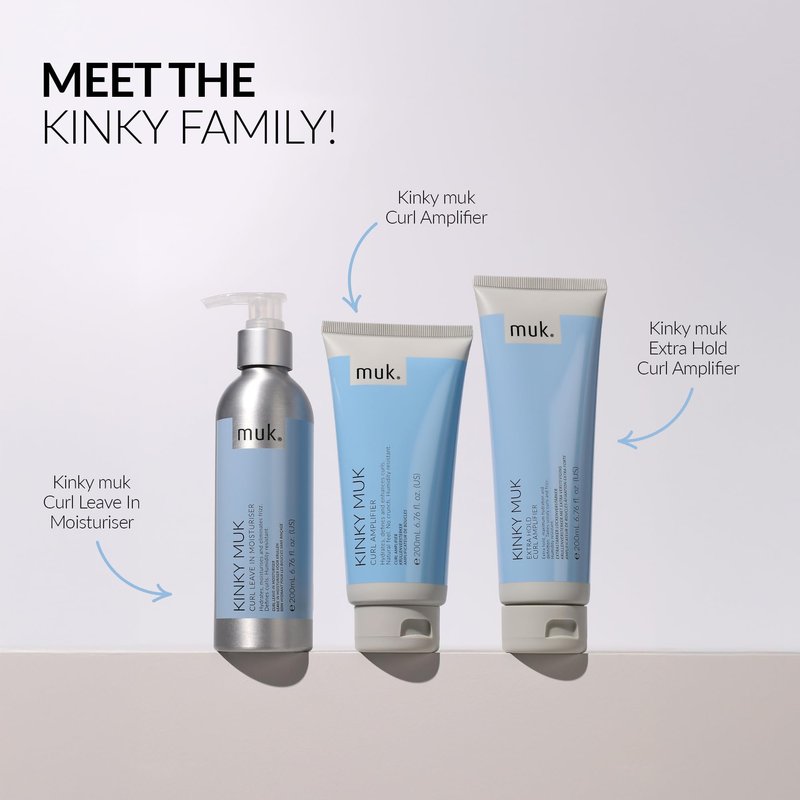 MUK. Kinky muk Curl Amplifier - Moisturising Curl Cream for Defined, Frizz Free Curly Hair. Humidity Resistant Styling Hold with Shine & Natural Movement. For Medium to Coarse Hair Textures, 200ml