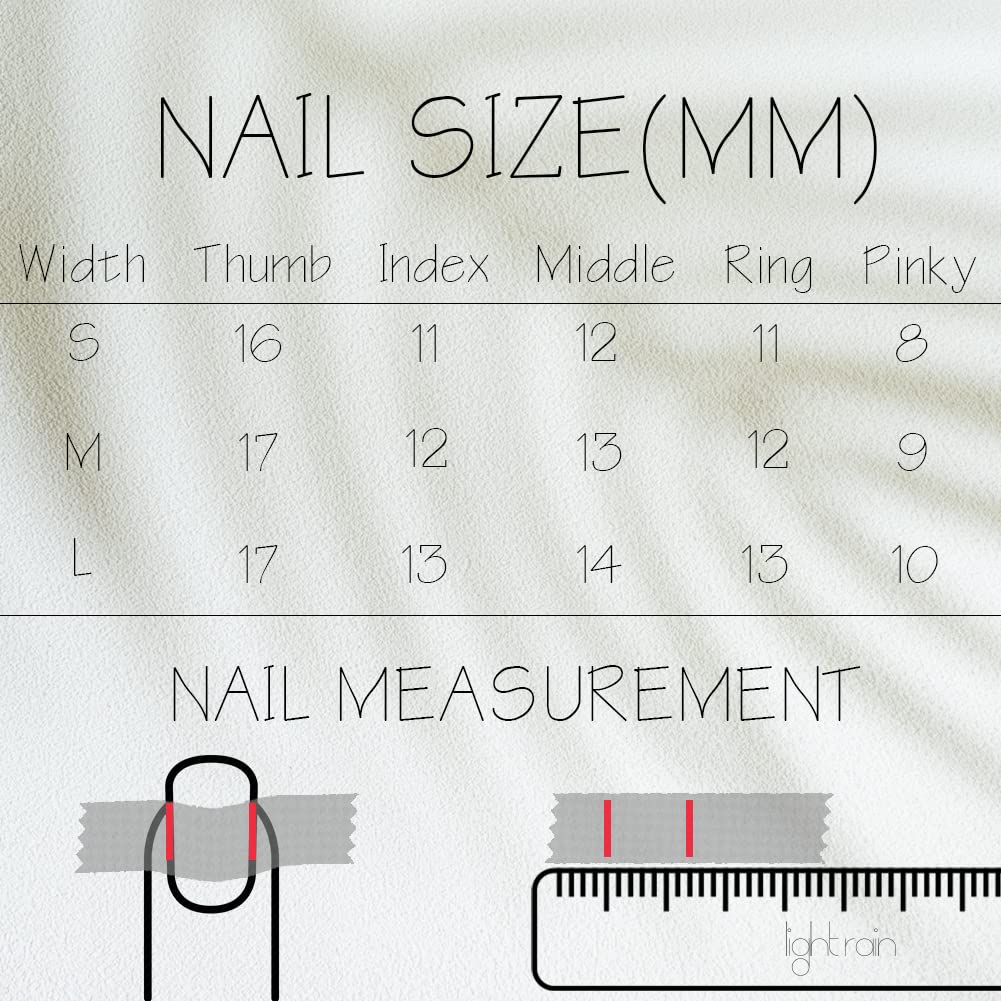 LIGHT RAIN Press on Nails - Day, 3D Luxury Reusable Seven Layers Gel UV Finish False Nails, Handmade Nail Art with Design by Licensed Manicurist, Short Square Shape, Medium Size