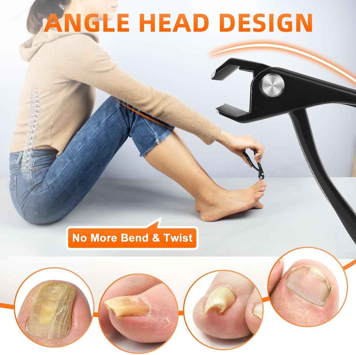 Slanted Toenail Clippers for Thick Toenails - Angled Head Nail Trimmers for Seniors