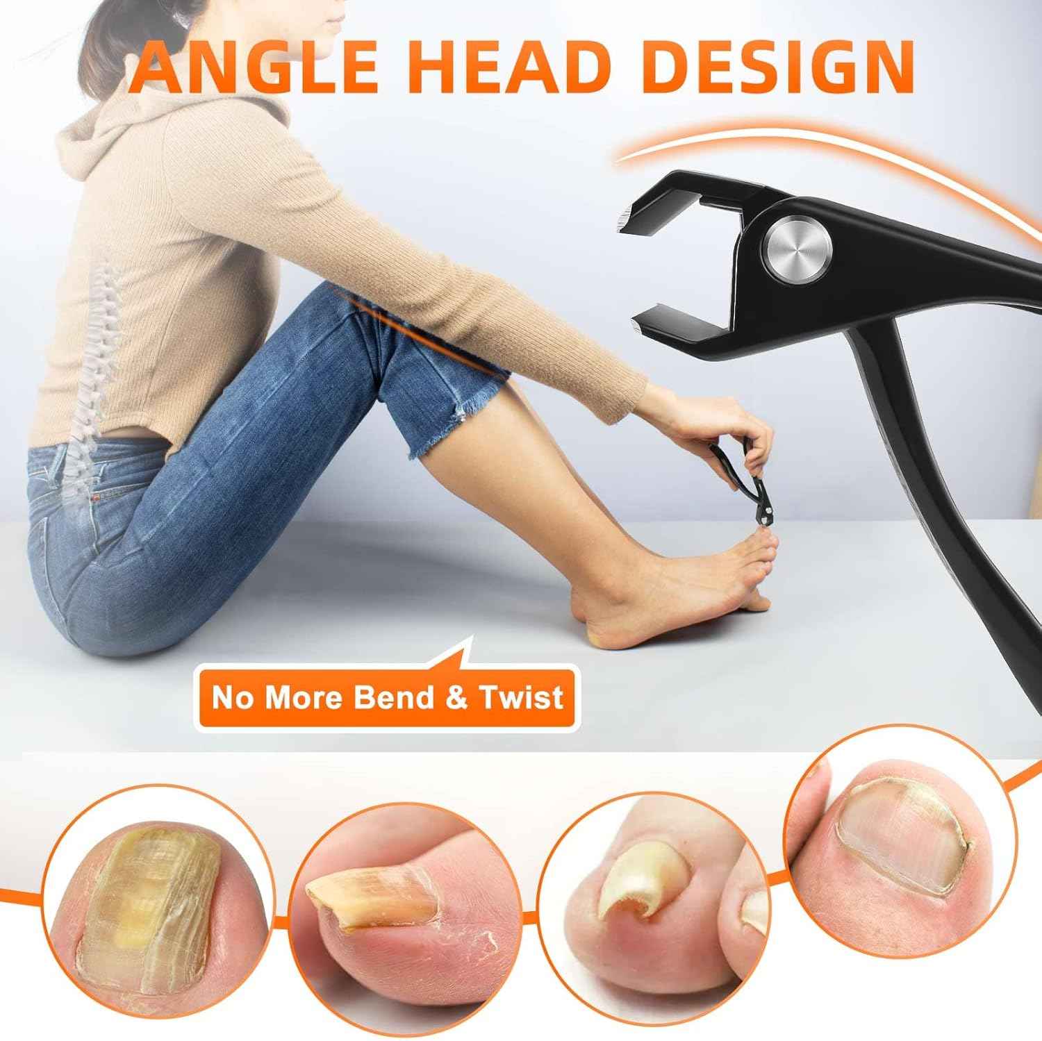 Slanted Toenail Clippers for Thick Toenails - Angled Head Nail Trimmers for Seniors