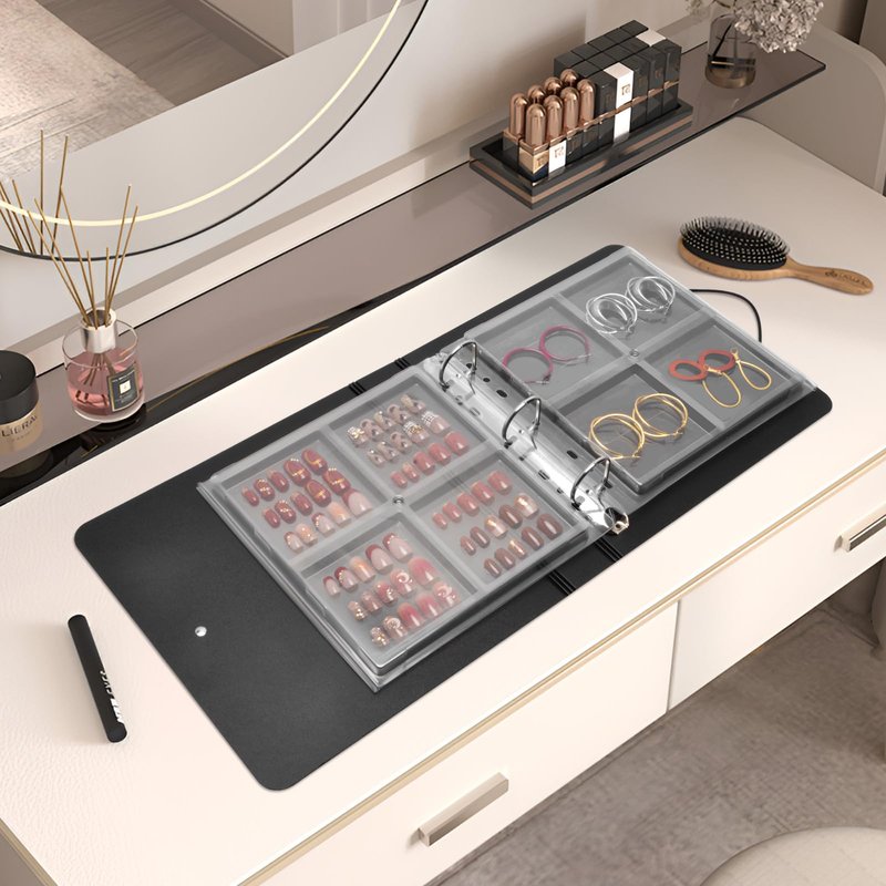 CGBE Press On Nail Organizer: Upgraded Dust & Crush-Resistant Protection, Removable D-Ring Binder Pages, Press On Nail Storage with Nail Tape