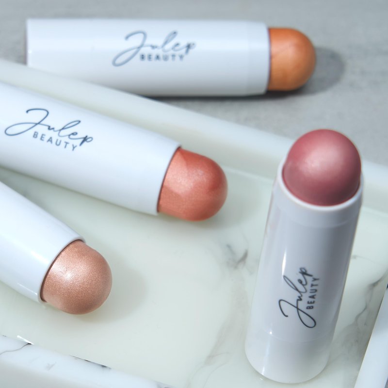 Julep Skip the Brush 3-in-1 Color Stick for Eyes, Cheeks, and Lip Trio Muted Mauve, Neutral Bronze, Sheer Glow