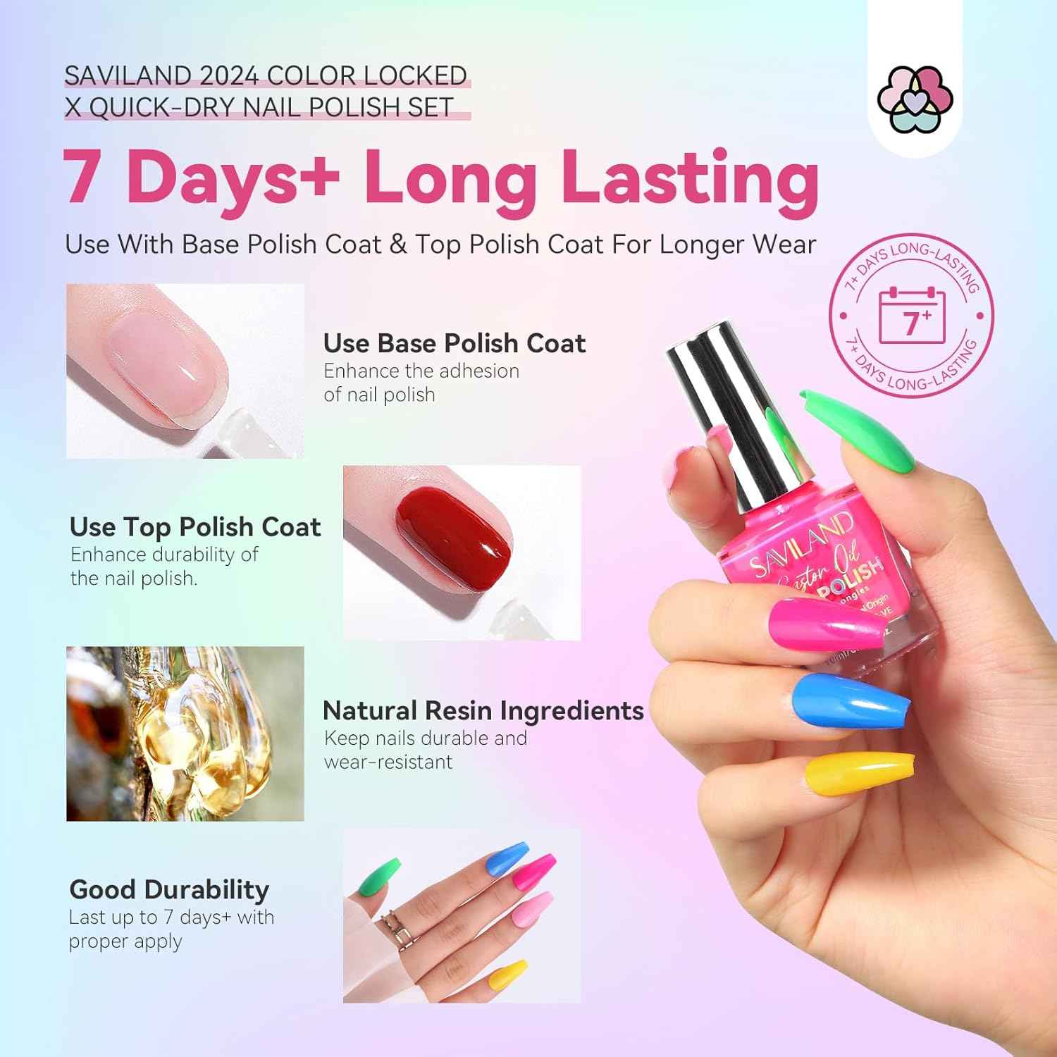 12 Neon Bright Nail Polish Kit with 2-in-1 Base & Top Coat for Nail Art