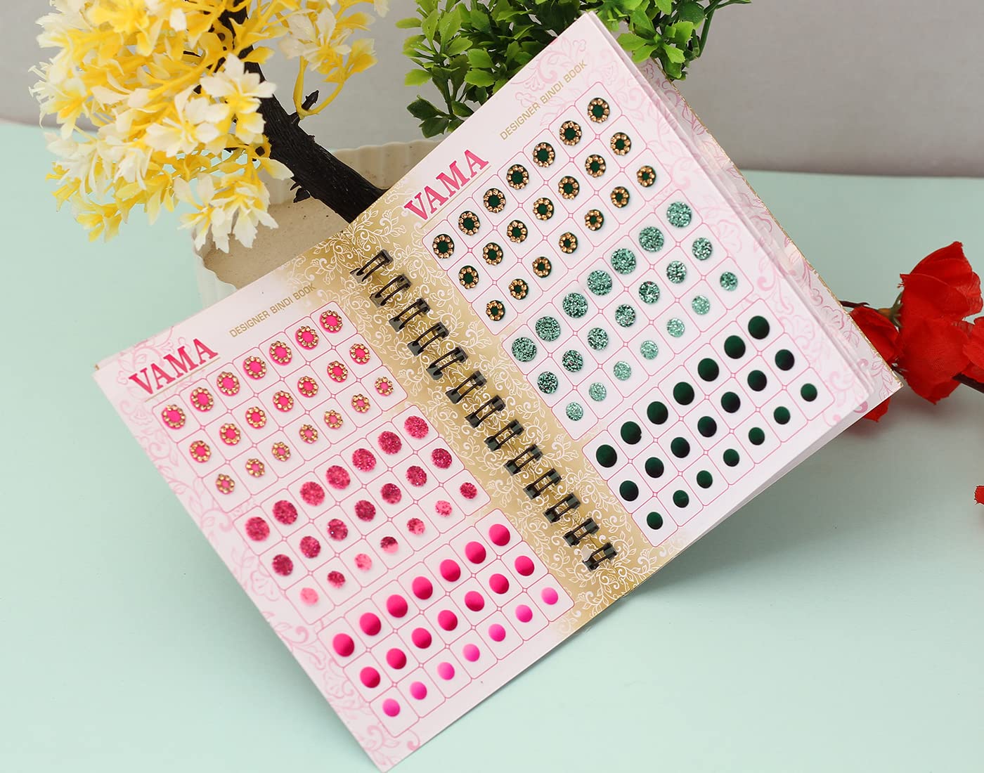 VAMA Stone Glitter Sparkle Doubleshade Crystal Stone Mix Bindi Book Kumkum Sticker for Girls & Ladies (504 Bindi Booklet Dairy)
