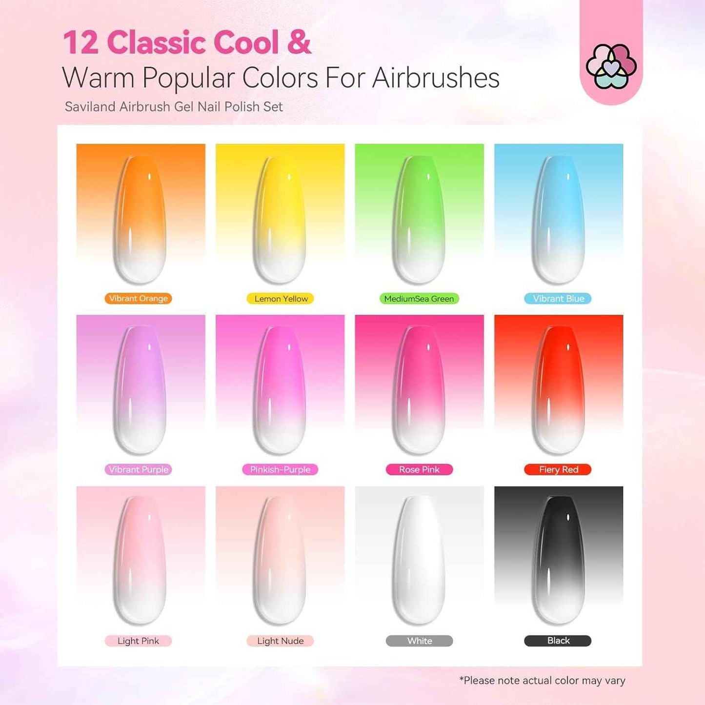 Airbrush Nail Kit with 12 Gel Polish Colors - SAVILAND Professional Set