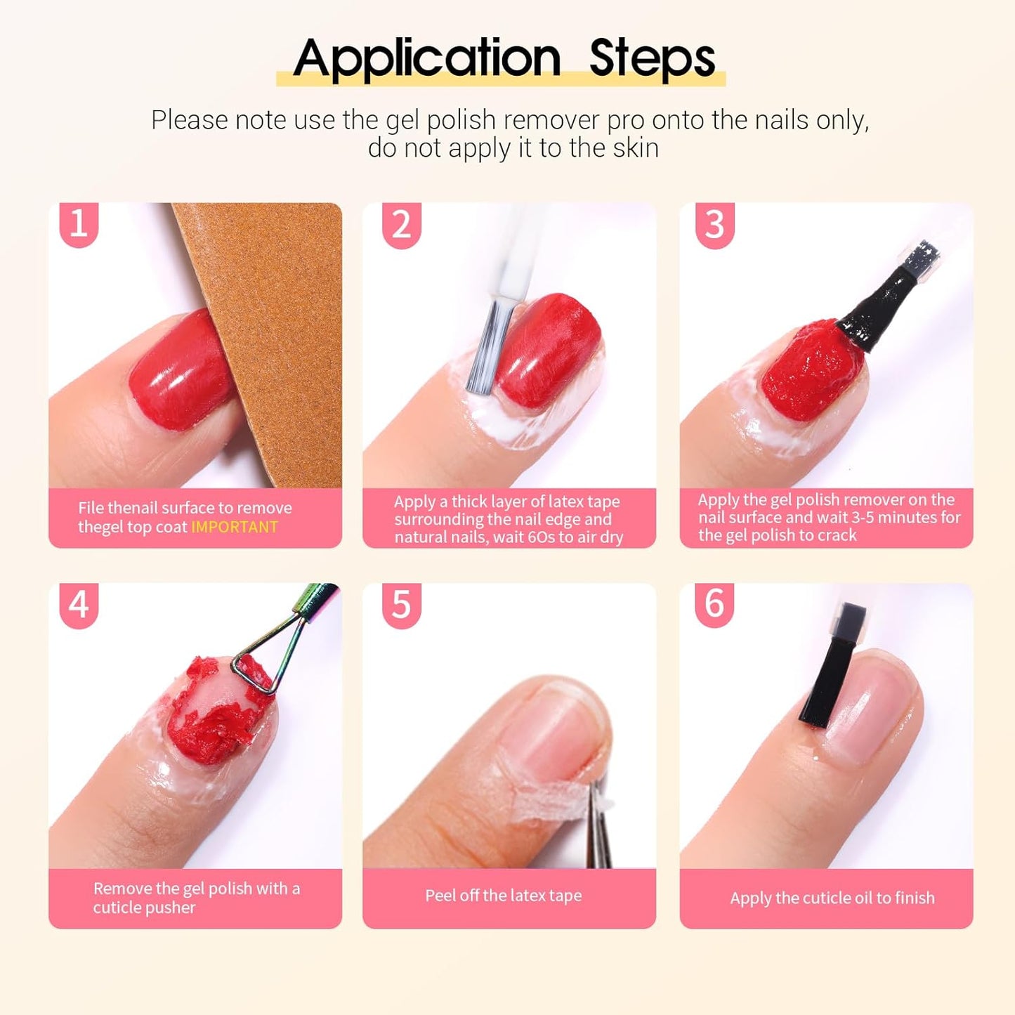 Gel Polish Remover Kit - 3 x 18ml with Cuticle Oil & Liquid Latex Tape, Fast 3-5 Min Removal