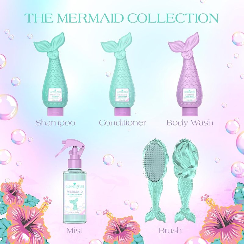 Glimmer Wish Mermaid Kids Shampoo - Paraben & Sulfate Free, Tropical Beach Scent | 12 Fl Oz