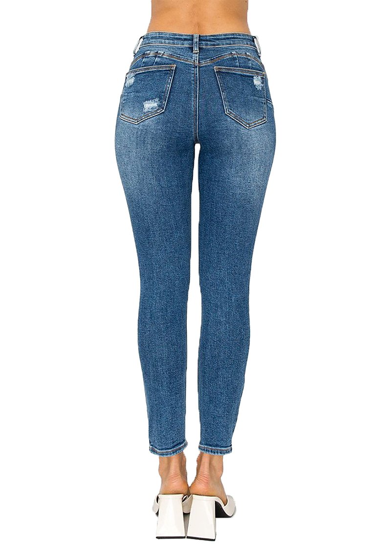 WAX JEAN Women's Butt I Love You Push Up High Rise Skinny Denim Jeans with Rips, Medium, 7