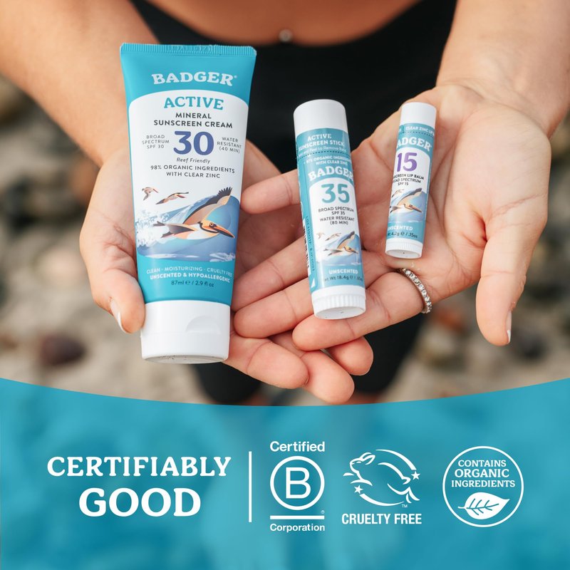 Badger Mineral Sunscreen Face Stick SPF 35, 97% Organic Unscented Zinc Oxide Travel Sunscreen, Coral Reef Safe Travel Size Stick, .65 oz