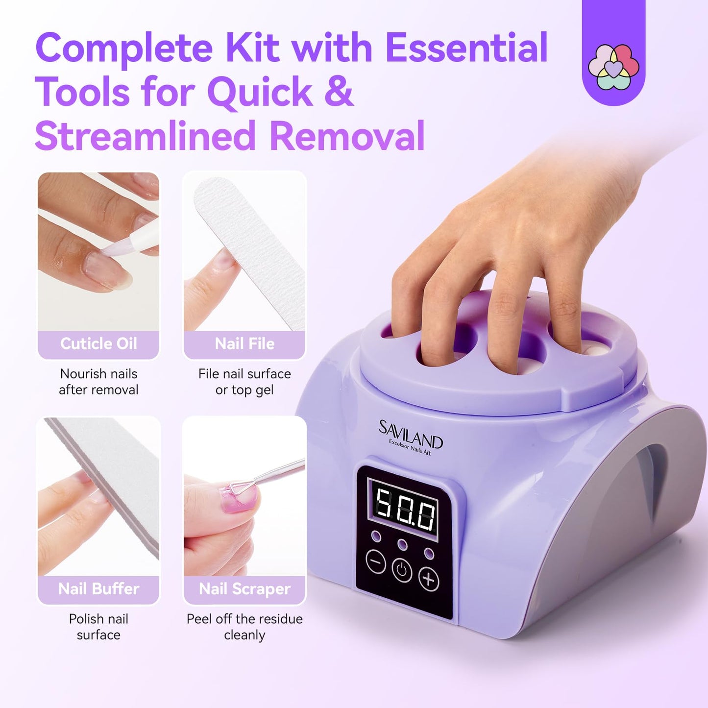 Saviland Essentials Nail Polish Remover Machine: Nail Soaking Bowl & Acetone Nail Polish Remover Gel Nail Remover Machine with Nail Soak off Bowl Soaker Tech Acrylic Nail Remover Steam Salon Home DIY