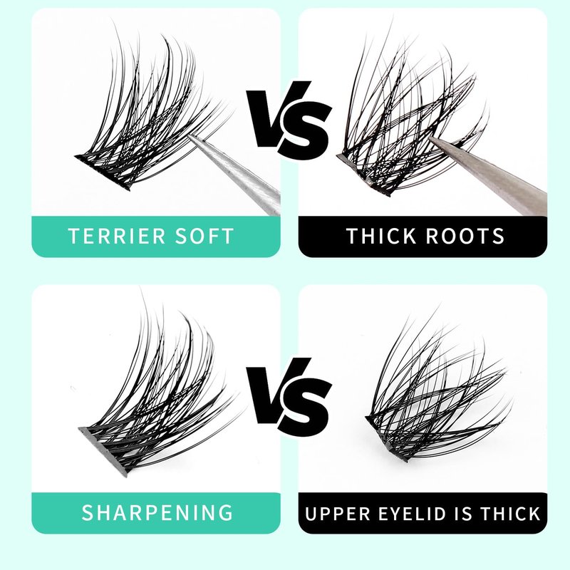 Bodermincer Eyelash Clusters - D Curl False Lashes in Mixed Lengths 10-12-14mm | Natural Look