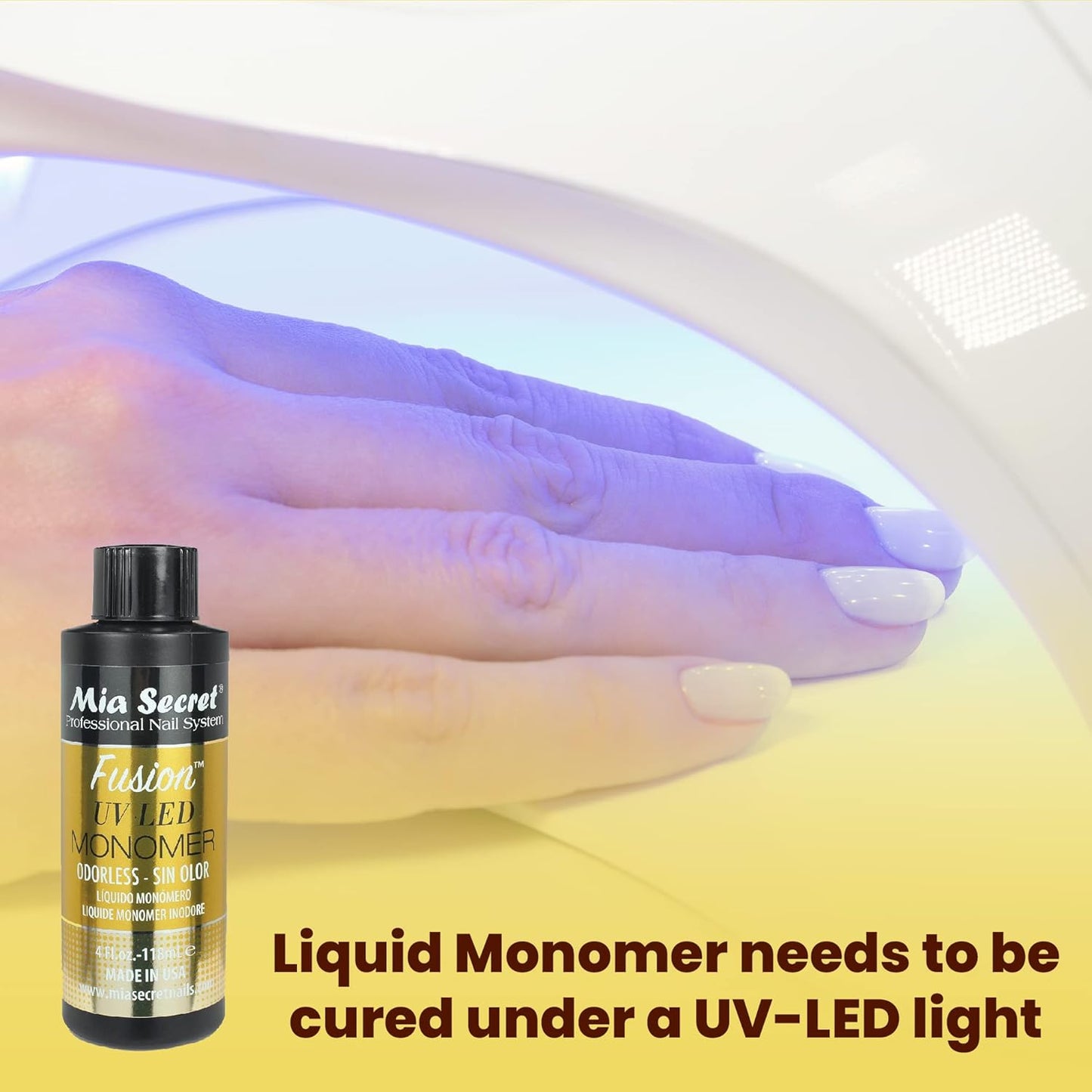 Mia Secret Odorless Fusion UV LED Monomer - 2oz & 4oz Options for Nail Professionals