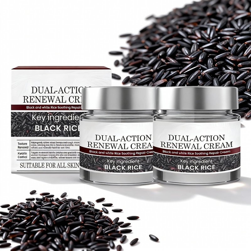 Keratin Erase Dual-Action Renewal Cream – Black & White Rice Soothing Repair Cream, Hydrating Body Serum for Smoother-Looking Skin, Suitable for All Skin Types (2 Pack)