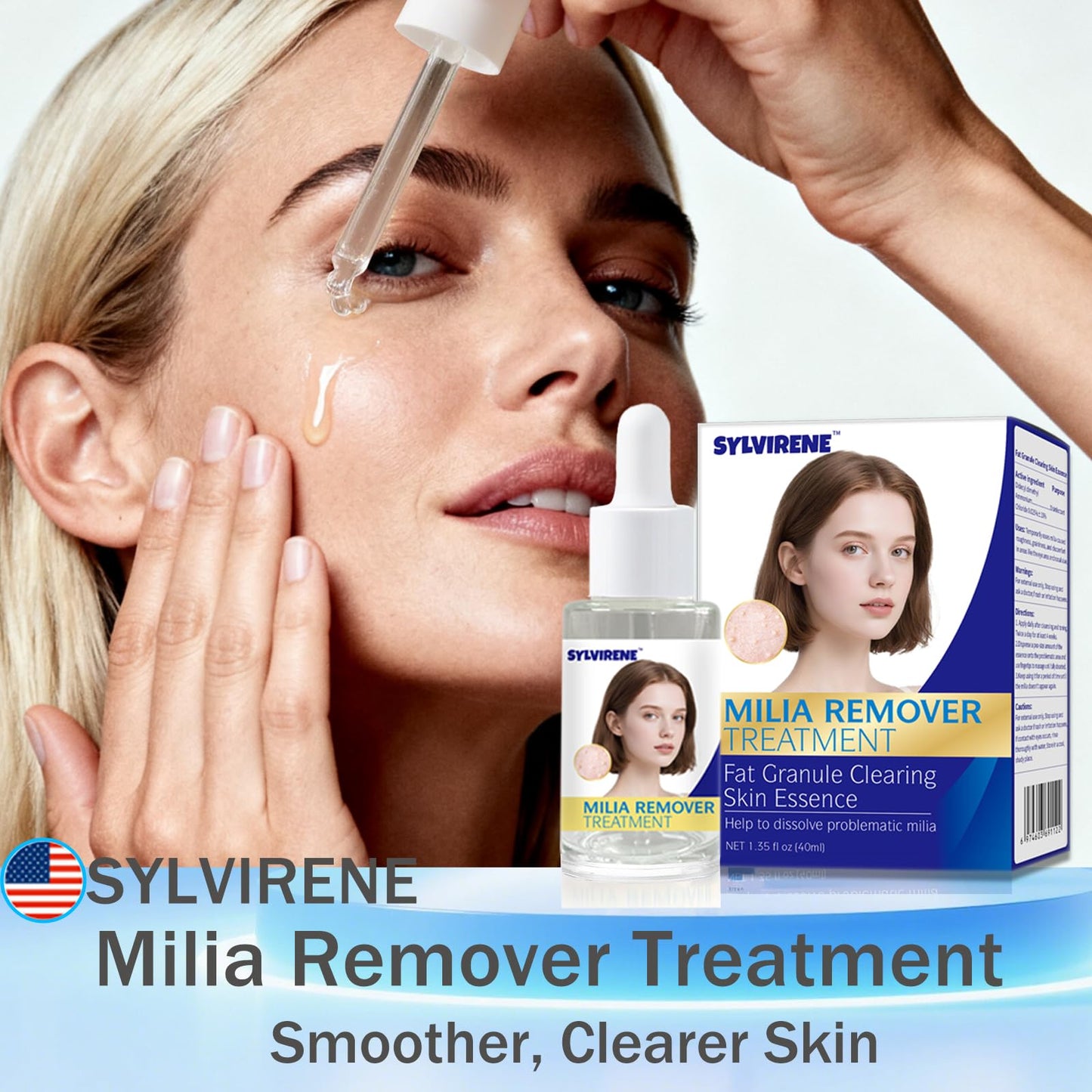 Sylvirene 40 ml Milia Remover Serum for Eyes & Face, Milia Removal Essence, Milia Spot Remover Serum for Clear Skin
