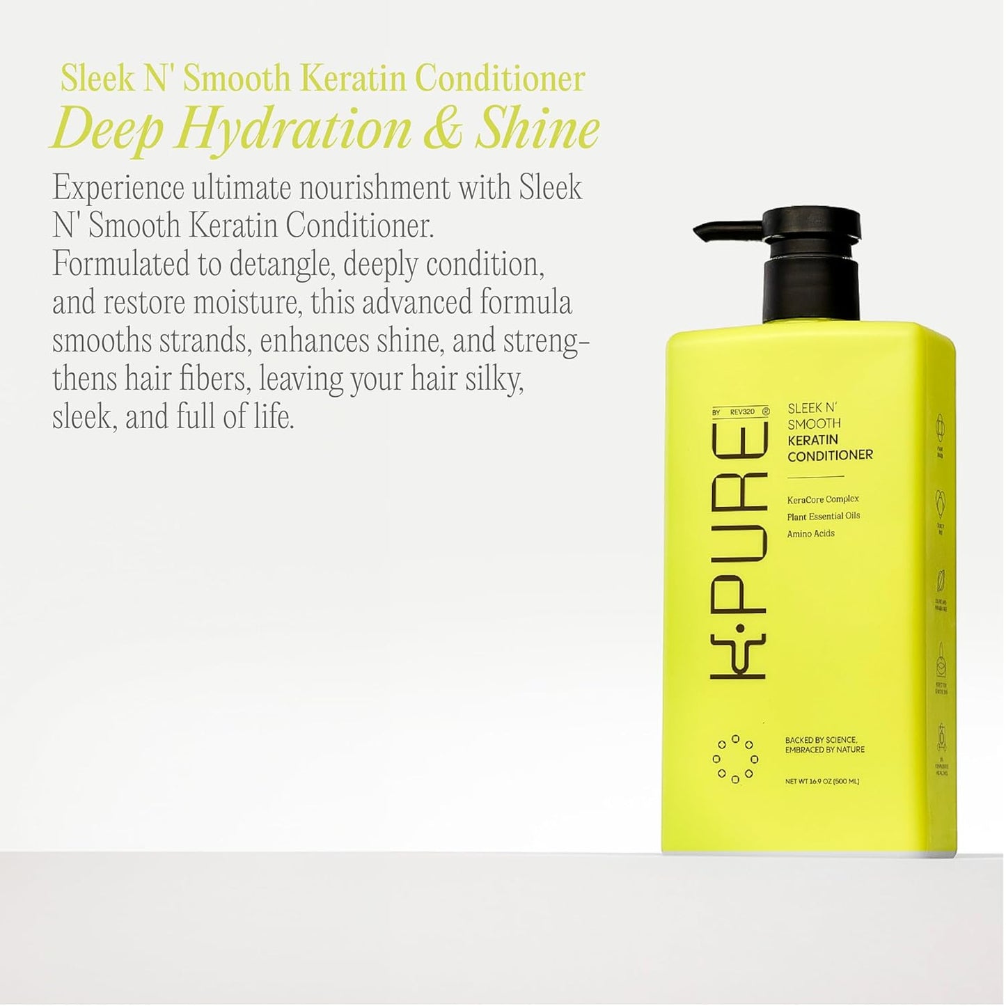Sleek N' Smooth Keratin Hair Treatment Conditioner - Anti-Frizz, Sulfate & Paraben Free | Strengthens Color-Treated Hair