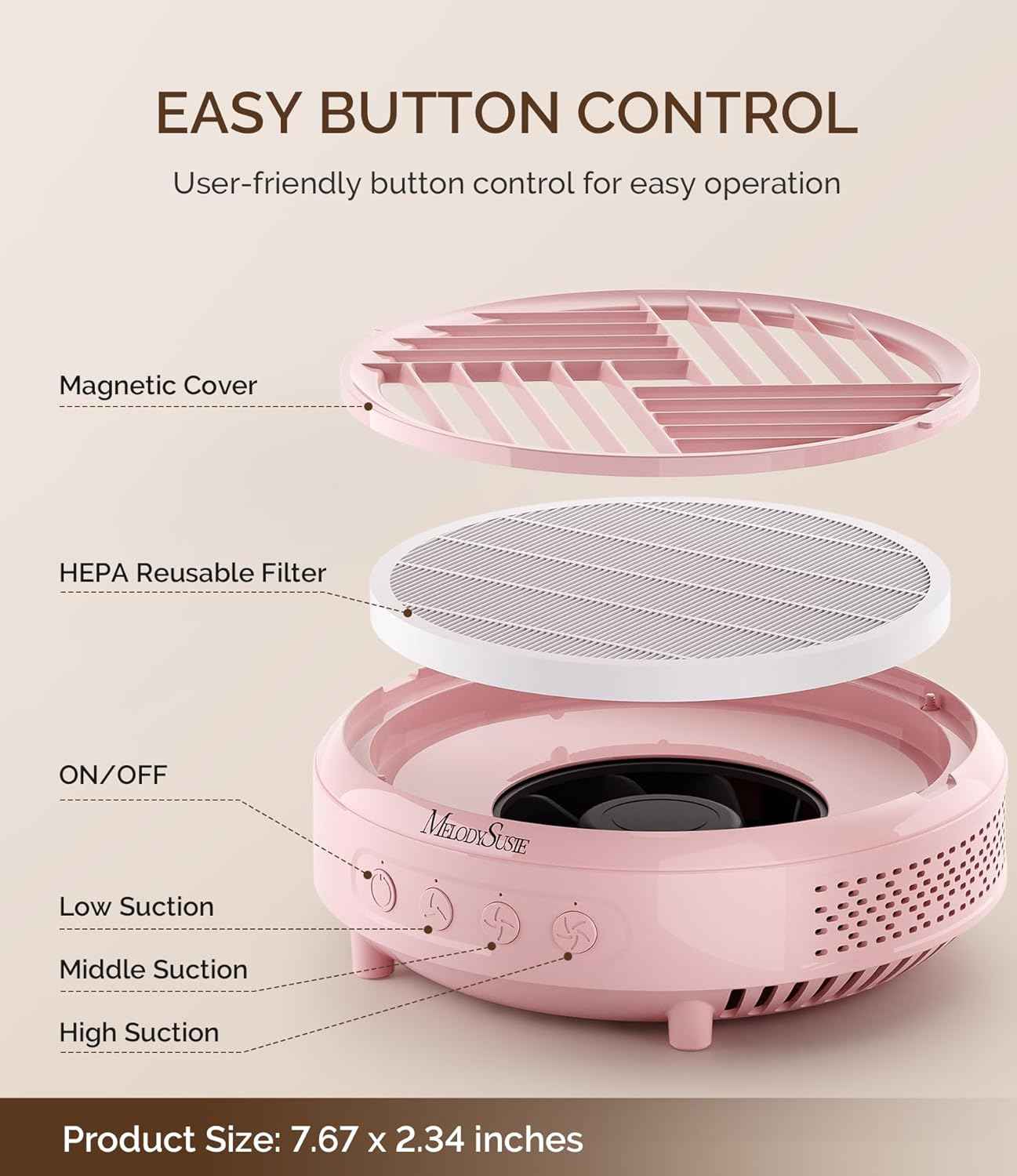 Nail Dust Collector with Handheld UV Light for Gel Nails - MelodySusie