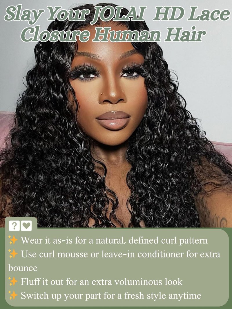 2x6 HD Lace Closure Loose Deep Wave Human Hair 14 Inch - 0.10mm Ultra-thin Invisible Burmese Curly 2 by 6 Closure, 100% Pre Plucked Brazilian Raw Virgin Hair Skinlike HD Lace Closure Wet and Wavy