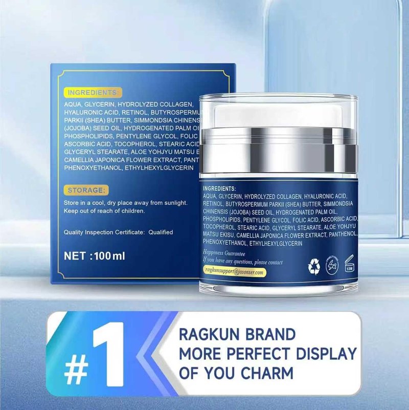 Ragkun Retinol Cream for Face, Collagen Neck Creams for Tightening and Firming, Anti Aging Day & Night Facial Moisturizer for Women & Men, Instant Face Lift Wrinkle Cream 3.4 fl. oz.