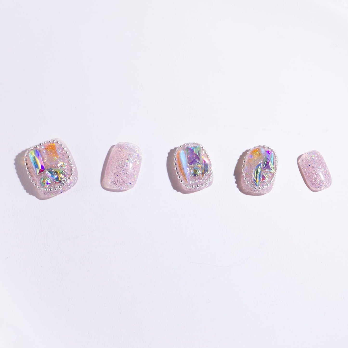 Medium Light Rain 3D Gel Press-On Nails | Hand-Made UV Finished False Nails by Pro Manicurist