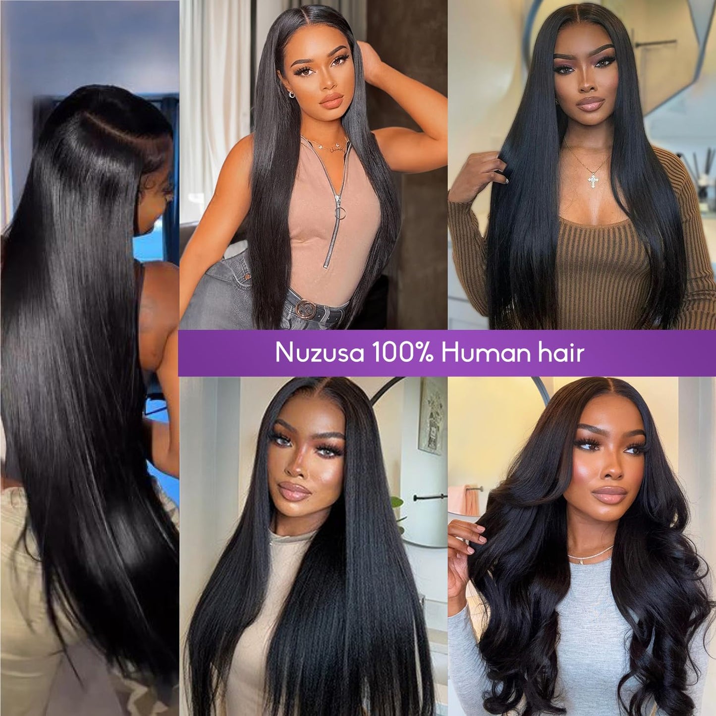 Real Human Hair Extensions - 100% Brazilian Remy Clip-In 20 Inch, Natural Black, 8pcs Set with Double Weft