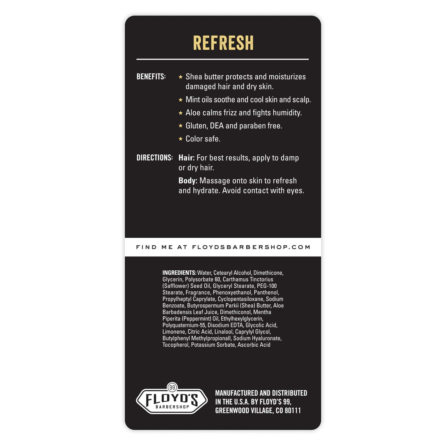 Floyd's 99 Refresh Hair and Body Conditioner - Moisturizing - Soothing - Calming - 33 oz.