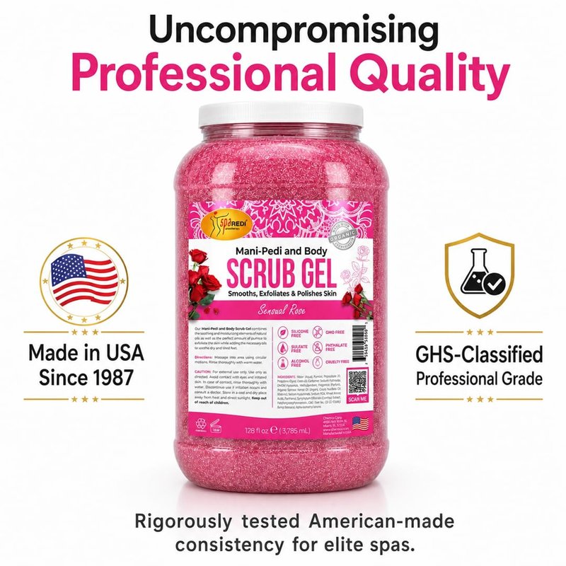 SPA REDI Professional Foot Scrub Gel – Dual-Action Pedicure Treatment | Dual-Action Skin Transformation for Softer, Nourished Feet & Elevated Client Satisfaction (128oz Gallon)