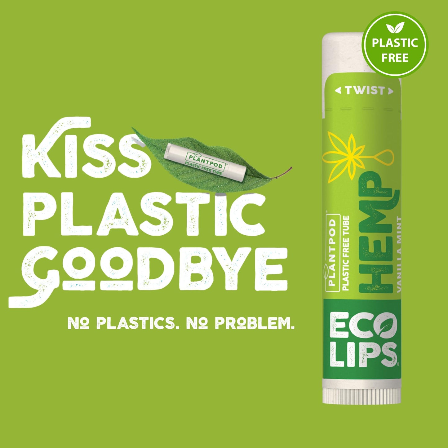 Eco Lips Organic Hemp Lip Balm Vanilla Mint, 6 pack