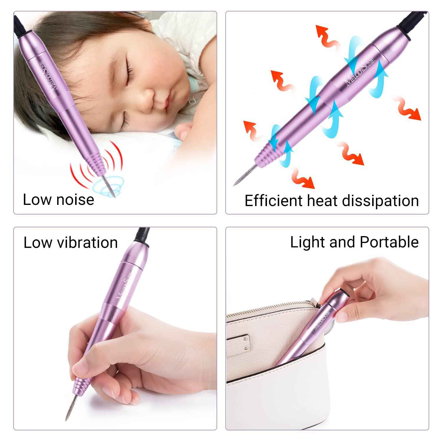 Portable Electric Nail Drill with UV Light for Gel Nails - MelodySusie