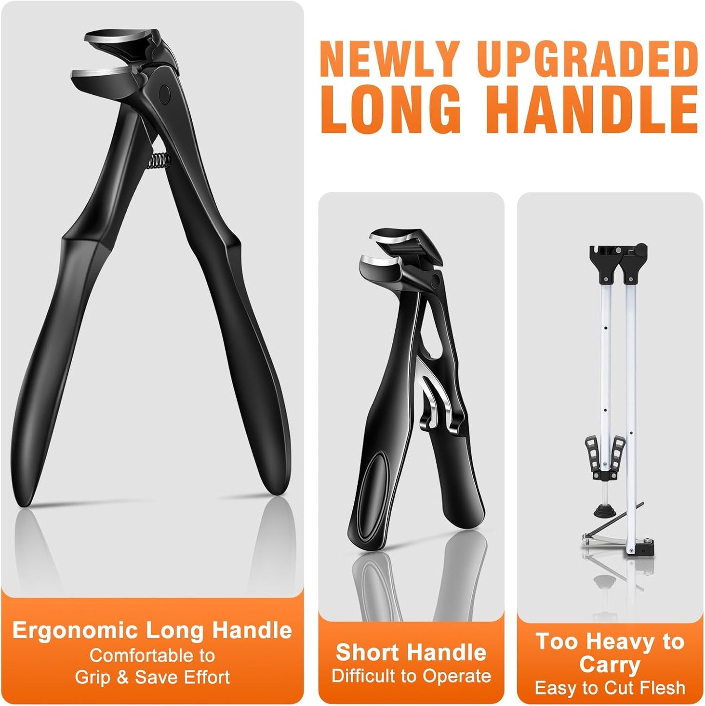 Long Handled Toenail Clippers for Seniors - Angled Head, Wide Jaw for Thick Nails