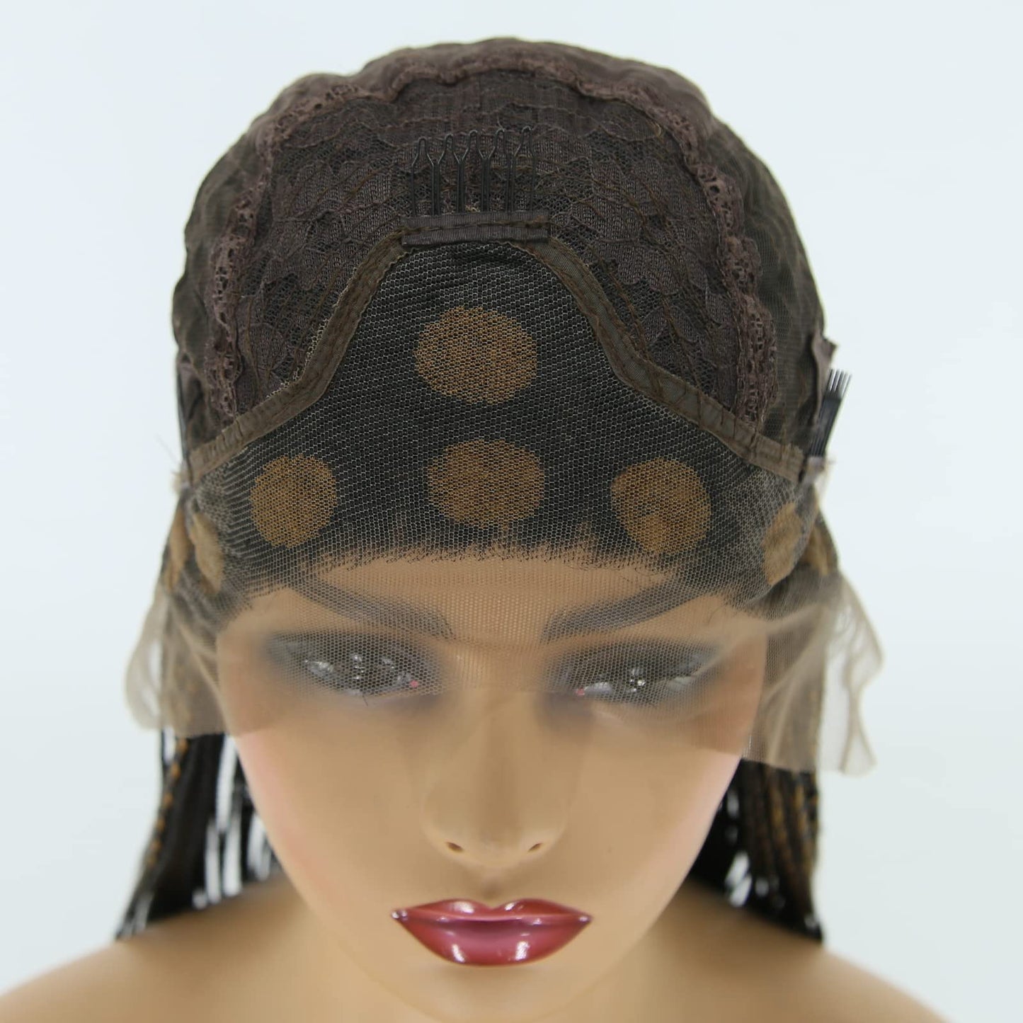 BTWTRY Orange Highlight Yellow Box Braided Wigs Synthetic Lace Front Wigs for Black Women Heat Resistant Wig Daily Use Cosplay Wigs (24inch, Orange Highlight Yellow)