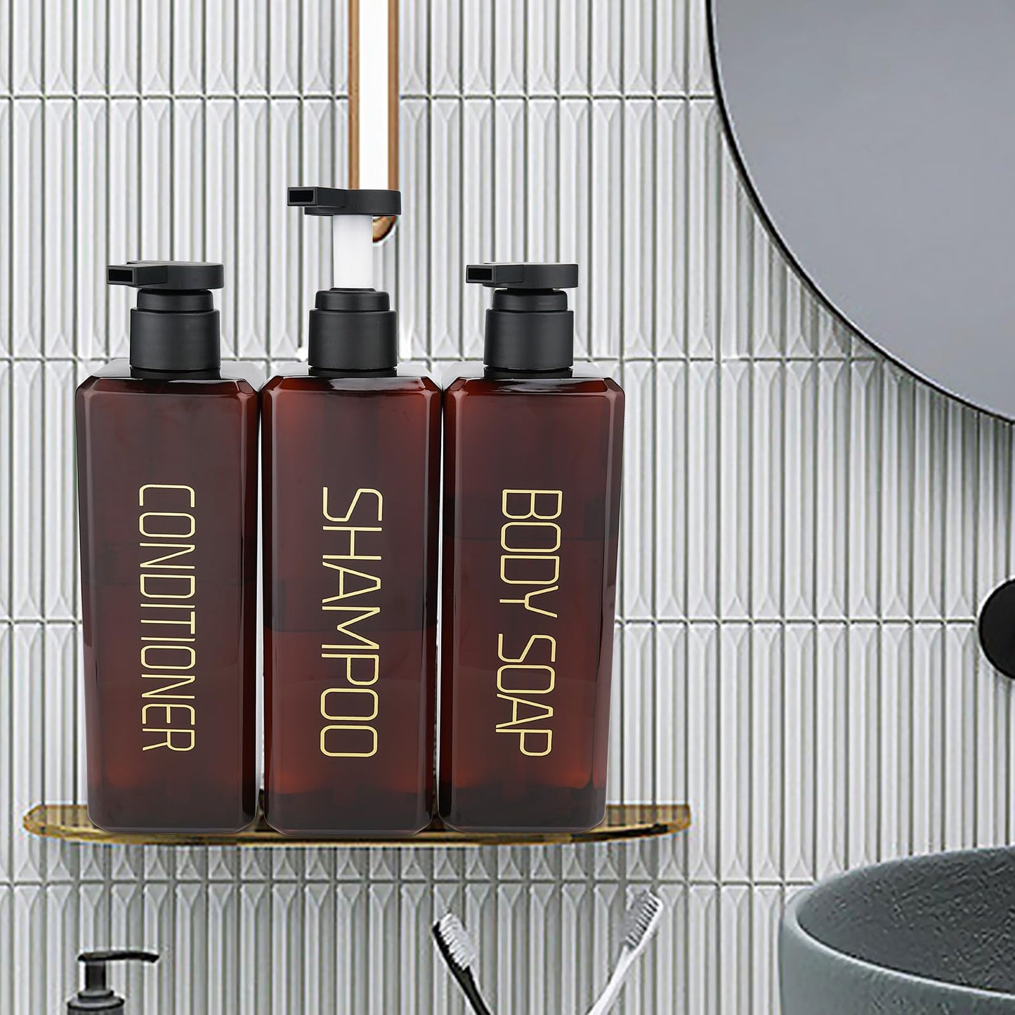 Shampoo and Conditioner Dispenser Shower Soap Bottles 3 Pack 550ml/18.6oz Travel Bottles Travel Accessories Toiletries 4 Pack 3.7oz/110ml