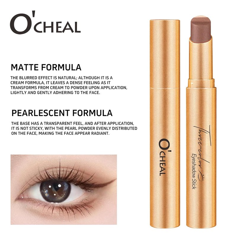 O'CHEAL 4PCS Gradient Eyeshadow Sticks - Matte & Shimmer Waterproof | Long-Lasting, Easy Application