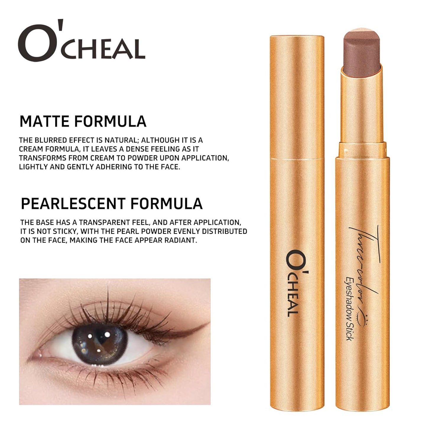 O'CHEAL 4PCS Gradient Eyeshadow Sticks - Matte & Shimmer Waterproof | Long-Lasting, Easy Application