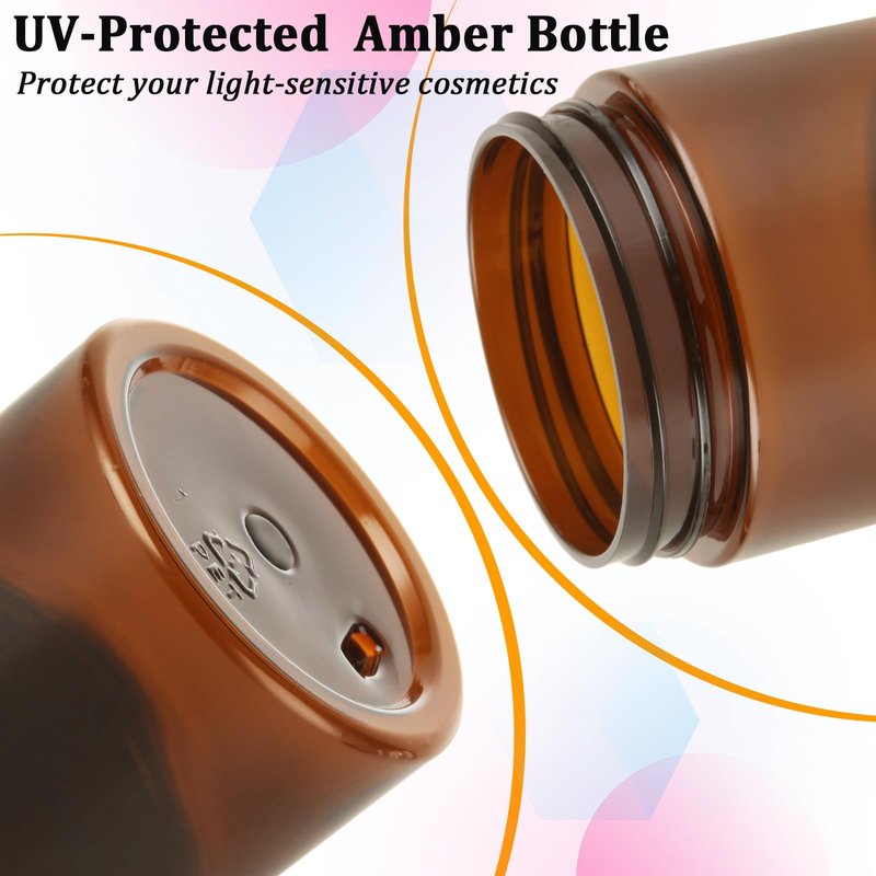 Acrux7 50 Pack 2 oz Amber Plastic Containers with Lids, Empty Amber Plastic Jars Leak Proof 60 ml Small Round Cosmetic Jars for Cream, Lotion, Powder, Scrubs, Bath Salt, Eye Shadow, Beauty Products