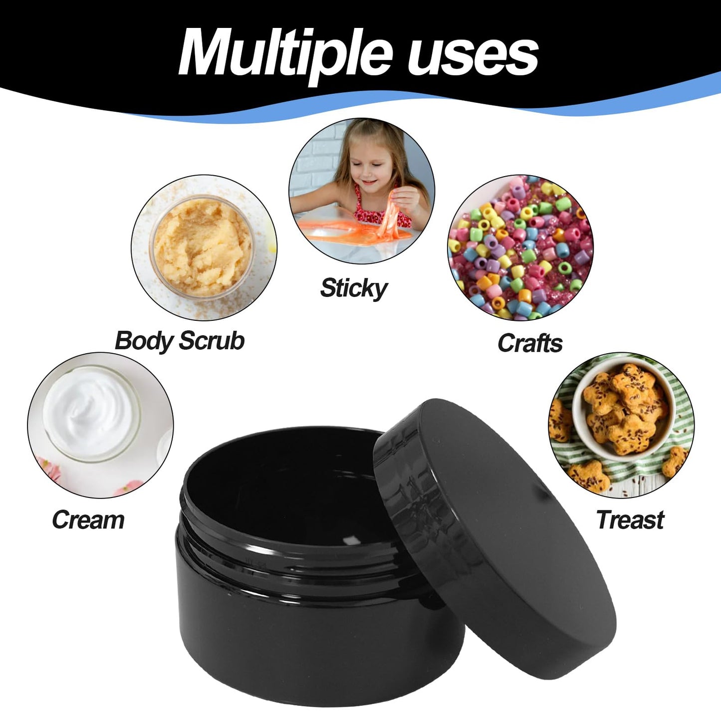 25 Pcs Plastic Jars with Lid 8 oz Plastic Cosmetic Containers Round Lotion Sample Containers Refillable Travel Jars Leak Proof Empty Cosmetic Jars for Storage Cream Powder Ointment Supplies(Black)