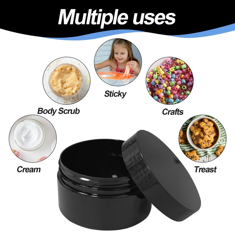 25 Pcs Plastic Jars with Lid 8 oz Plastic Cosmetic Containers Round Lotion Sample Containers Refillable Travel Jars Leak Proof Empty Cosmetic Jars for Storage Cream Powder Ointment Supplies(Black)