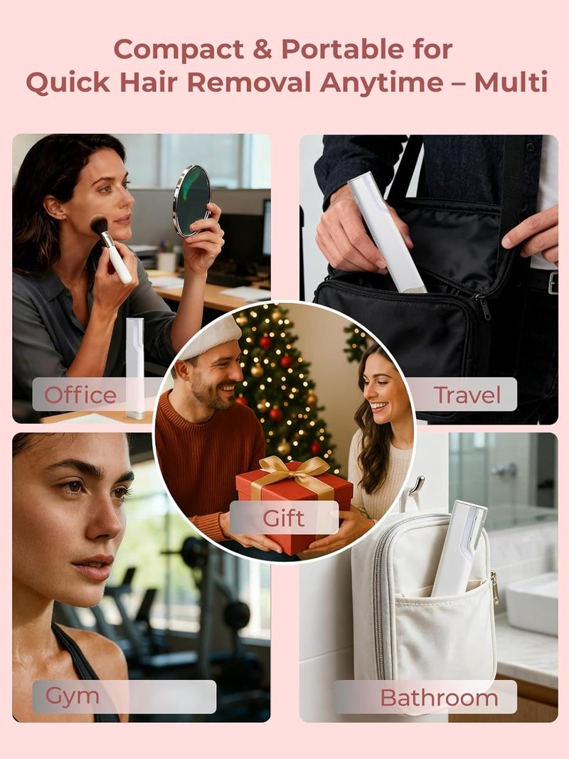 Dermaplane Facial Razor - Electric 3-Speed Sonic Hair Removal Tool with LED Light | USB-C Rechargeable, 5 Replacement Heads