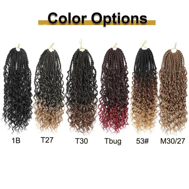 Goddess Twist Braids Crochet Hair With Curly Ends Senegalese Twist Braids Crochet Braids 6 Packs black Crochet Braids Synthetic Braiding Hair Extension for Black Women (18inch, 1B)