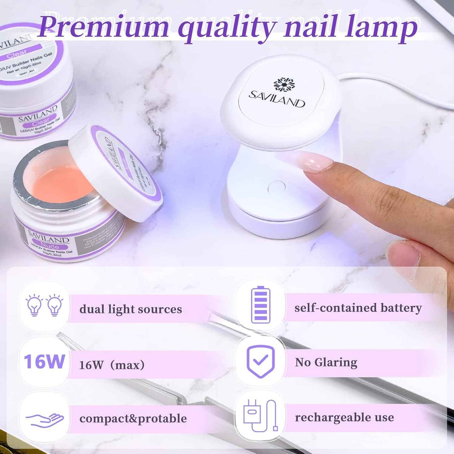 Gel Nail Glue Kit - 2pcs 15ML Clear & Nude Nail Strengthening Extension Gel