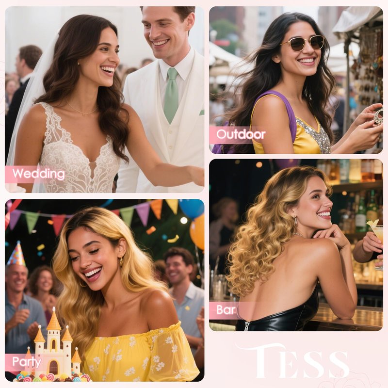 TESS 3 PCS Hair Extensions Clip ins Real Human Hair Straight Hair Extension for Women Soft Lace Wefts Invisible Clip in 16 Inches Camel Mixed Light Gold