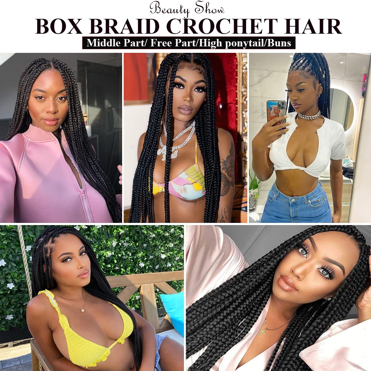 Crochet Box Braids - Pre Looped Goddess Hair Extensions for Black Women | 20 Inch, 7 Packs, Straight, 1B#