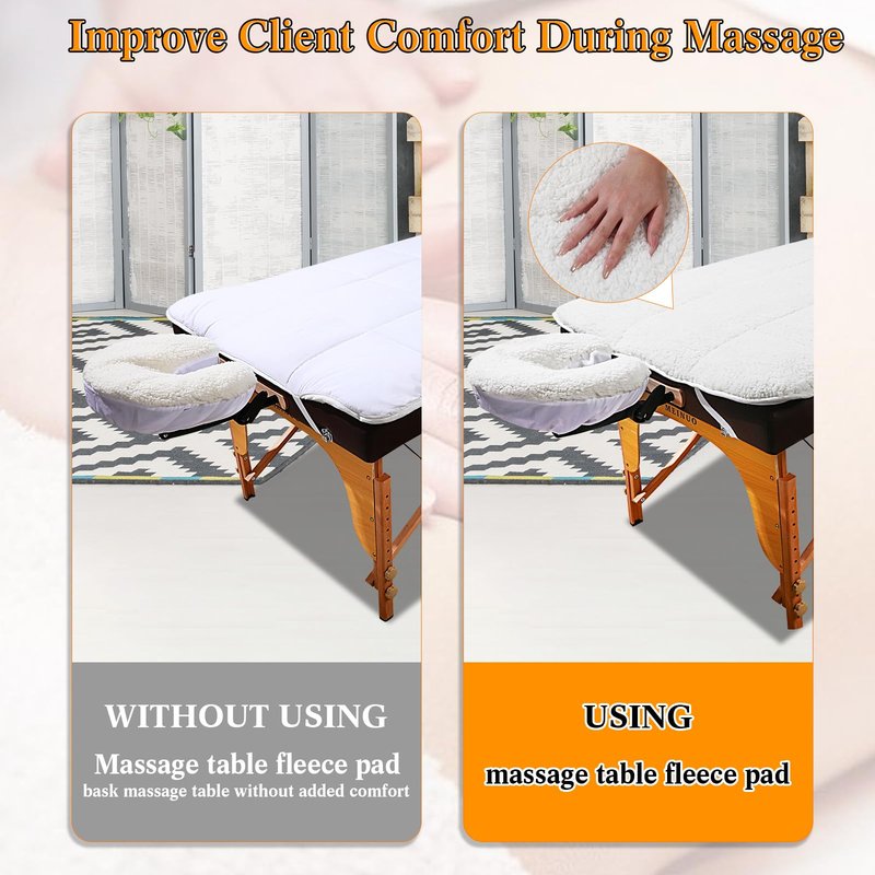 Oudain Fleece Massage Table Pad Set, 76 x 34 Inch Soft and Comfortable Massage Bed Pads, Thick Massage Table Pads Set Includes Pad and Face Rest Cover for SPA, Beauty Salon