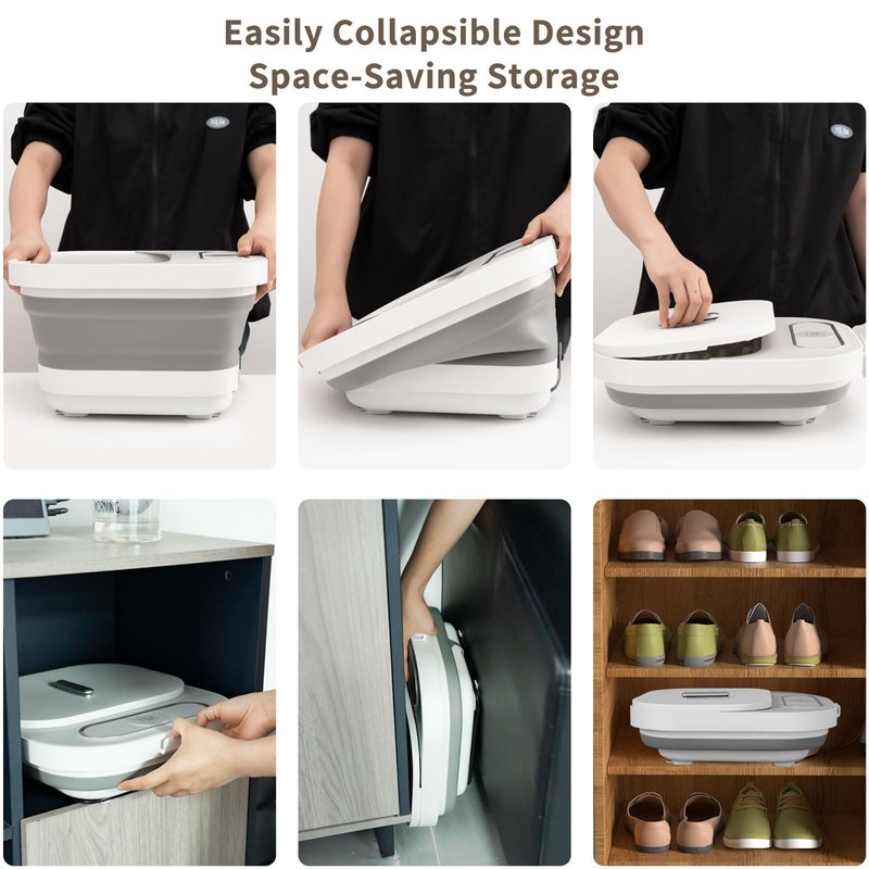 UNIFULL Collapsible Foot Spa Bath with Heat and Massage Rollers, Bubble, Foot Pedicure Kit, Temperature Control, Red Light, Pedicure Foot Spa, Foot Bath