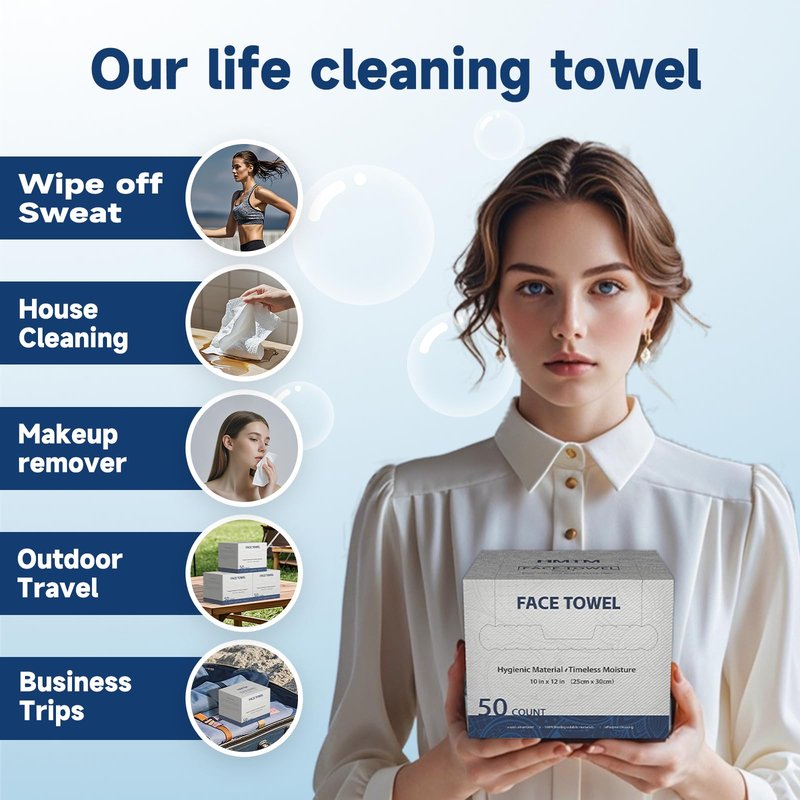 Face Towels, 10” x 12”, Thick Soft and Absorbent, Face Towelettes Disposable Biodegradable for Sensitive Skin, Makeup Remover, Travel, Cleansing, 150 Count( 3 PACK )